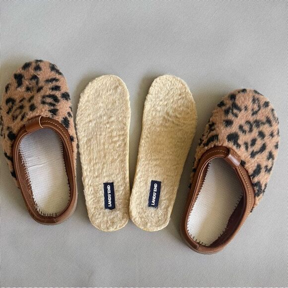 Lands’ End Fuzzy Leopard Print Clog Slipper Women’s Size 8B - Picture 6 of 8